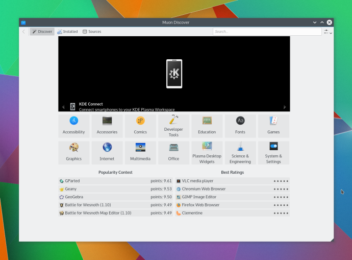 Muon Discover prominently displays cream-of-the-crop KDE apps